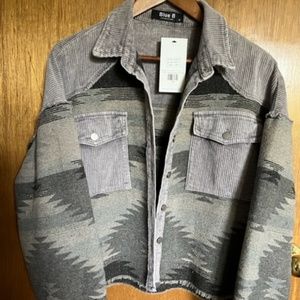 Grey Aztec Crop Jacket - Medium